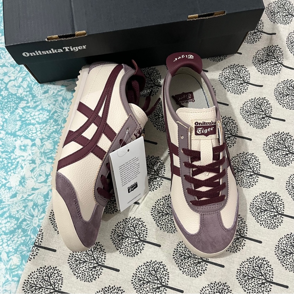 Onitsuka Tiger by Asics Women's Cream & Burgundy Mexico 66 Sneaker